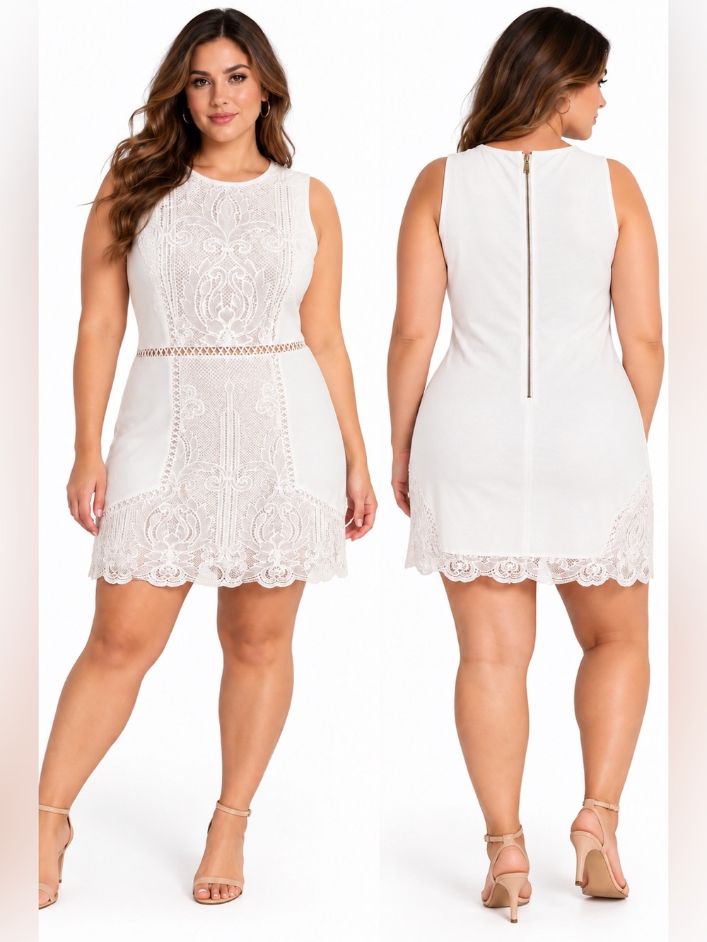 Forever 21 White Sleeveless Lace Mini Dress